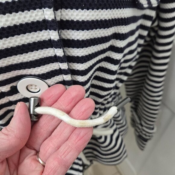 Cabi Harbor Jacket Small Stripes Knit navy White Button-Front Drawstring Waist - Picture 14 of 16